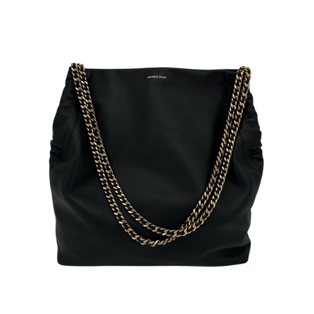 Veronica Beard Slouch black Leather Shoulder Clutch Bag